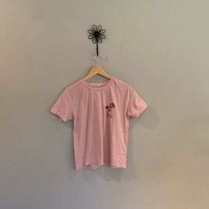 3/$15 pink t shirt with rose embroidery